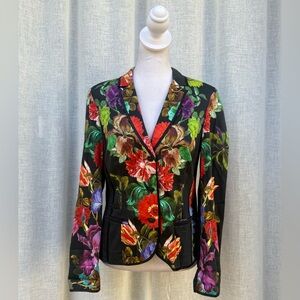 Monari Italy black multicolor floral blazer